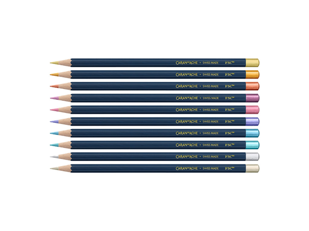 Caran D'Ache COSMIC BLUE Metallic Pencil Set – Special Edition