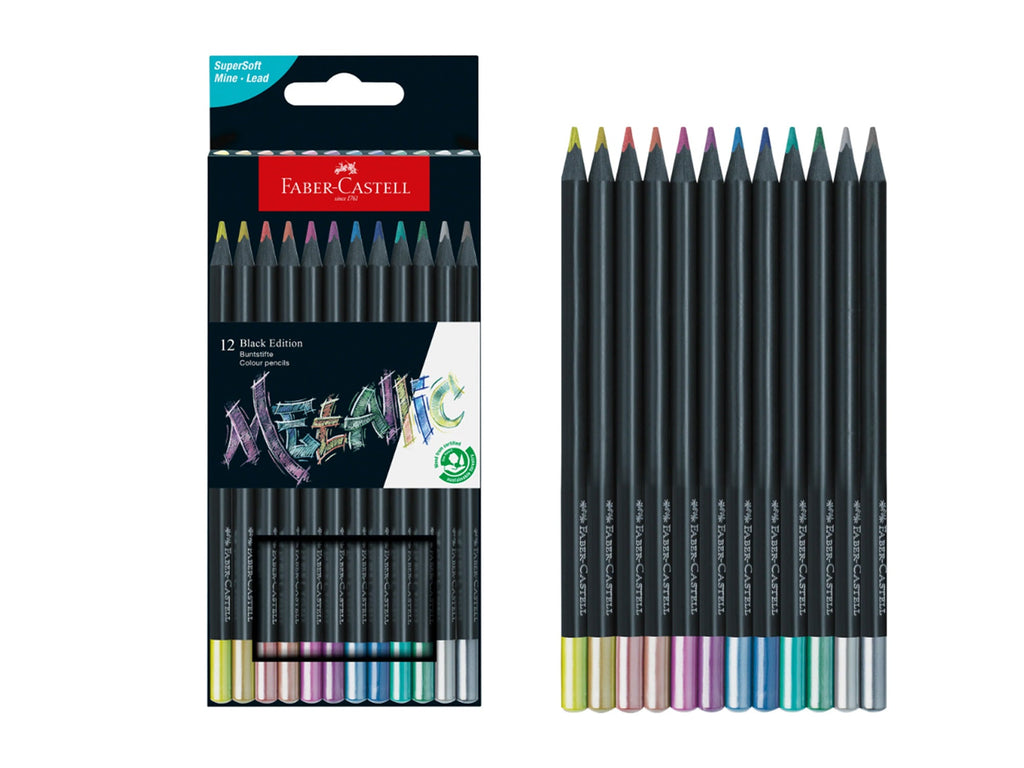 Faber Castell Black Edition Colored Pencils - Set of 12 Metallic