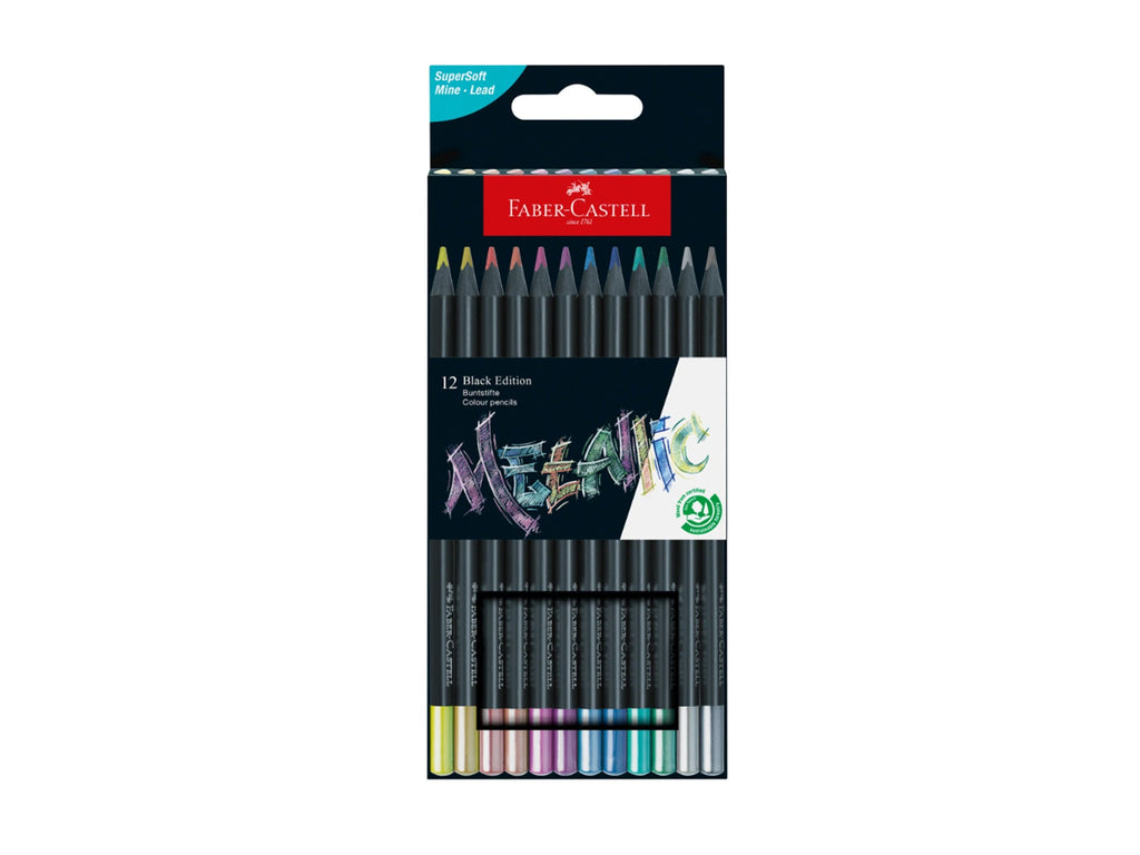 Faber Castell Black Edition Colored Pencils - Set of 12 Metallic