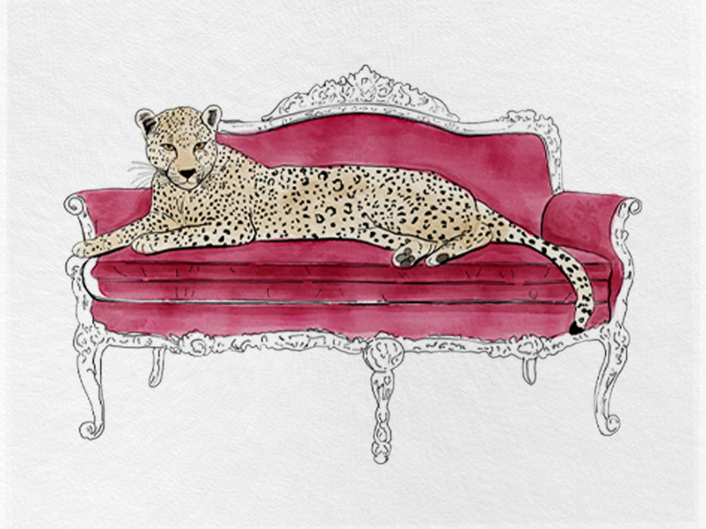 Leopard Lounge Flat Notecards Set of 10