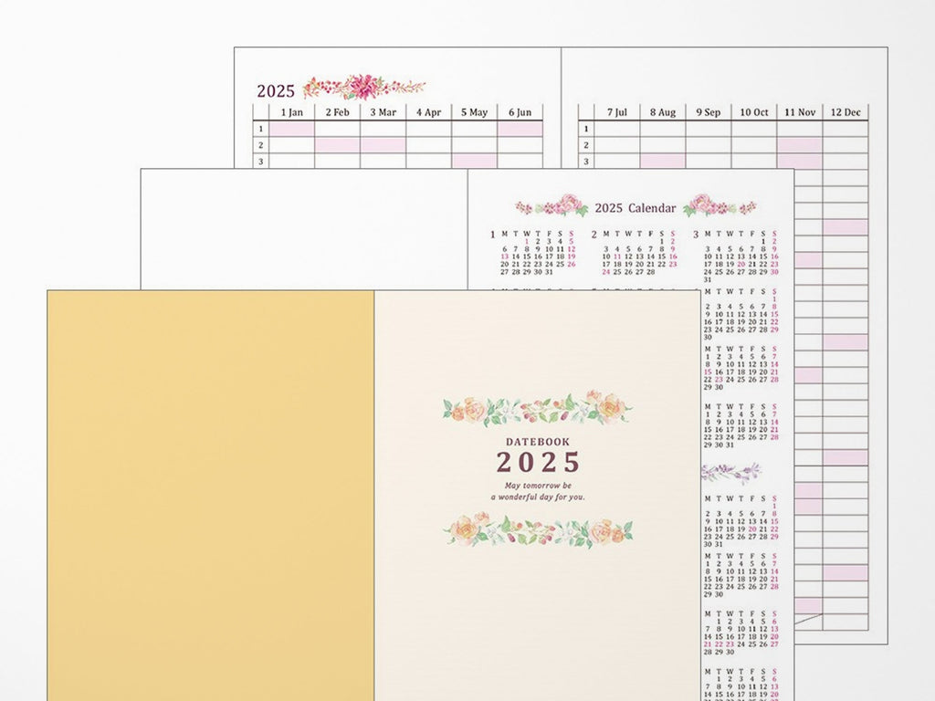 Midori Pocket Diary 2025 Slim - Country Time Flower