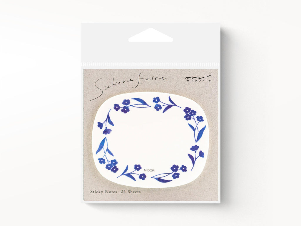 Midori Sticky Notes - Transparent Blue Flowers