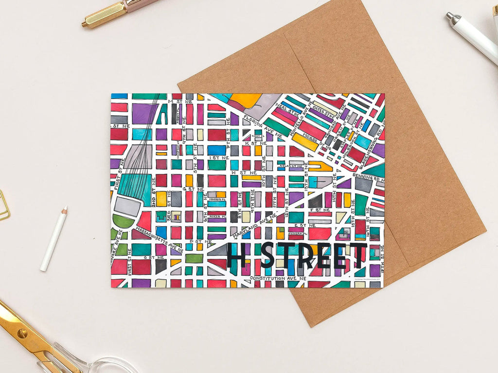 H Street Art Map Greeting Card