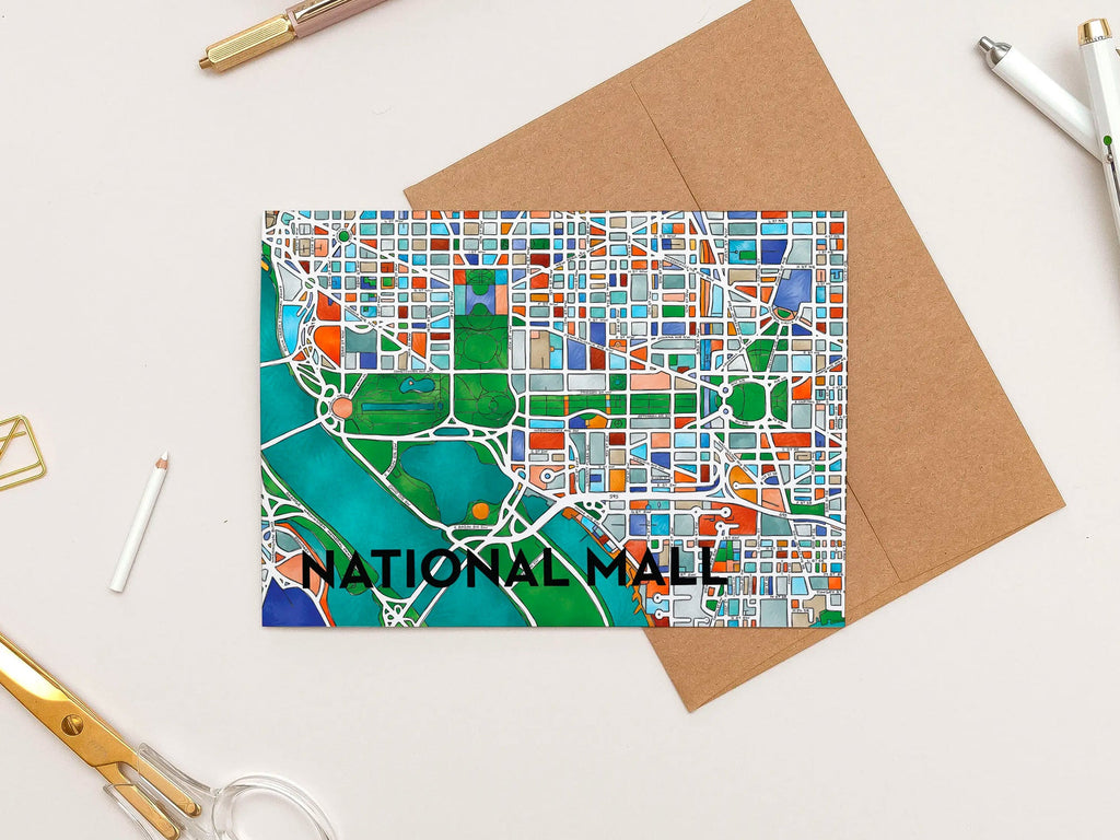 National Mall Art Map Greeting Card