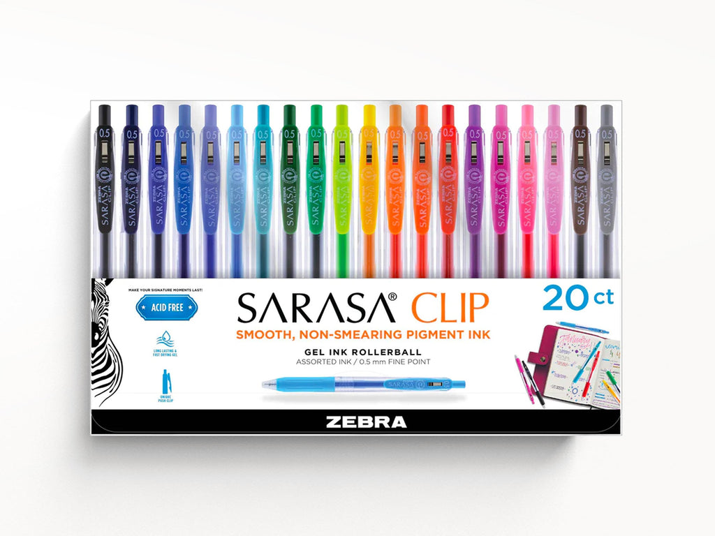 Zebra Sarasa Clip 0.5mm Gel Pens Set of 20